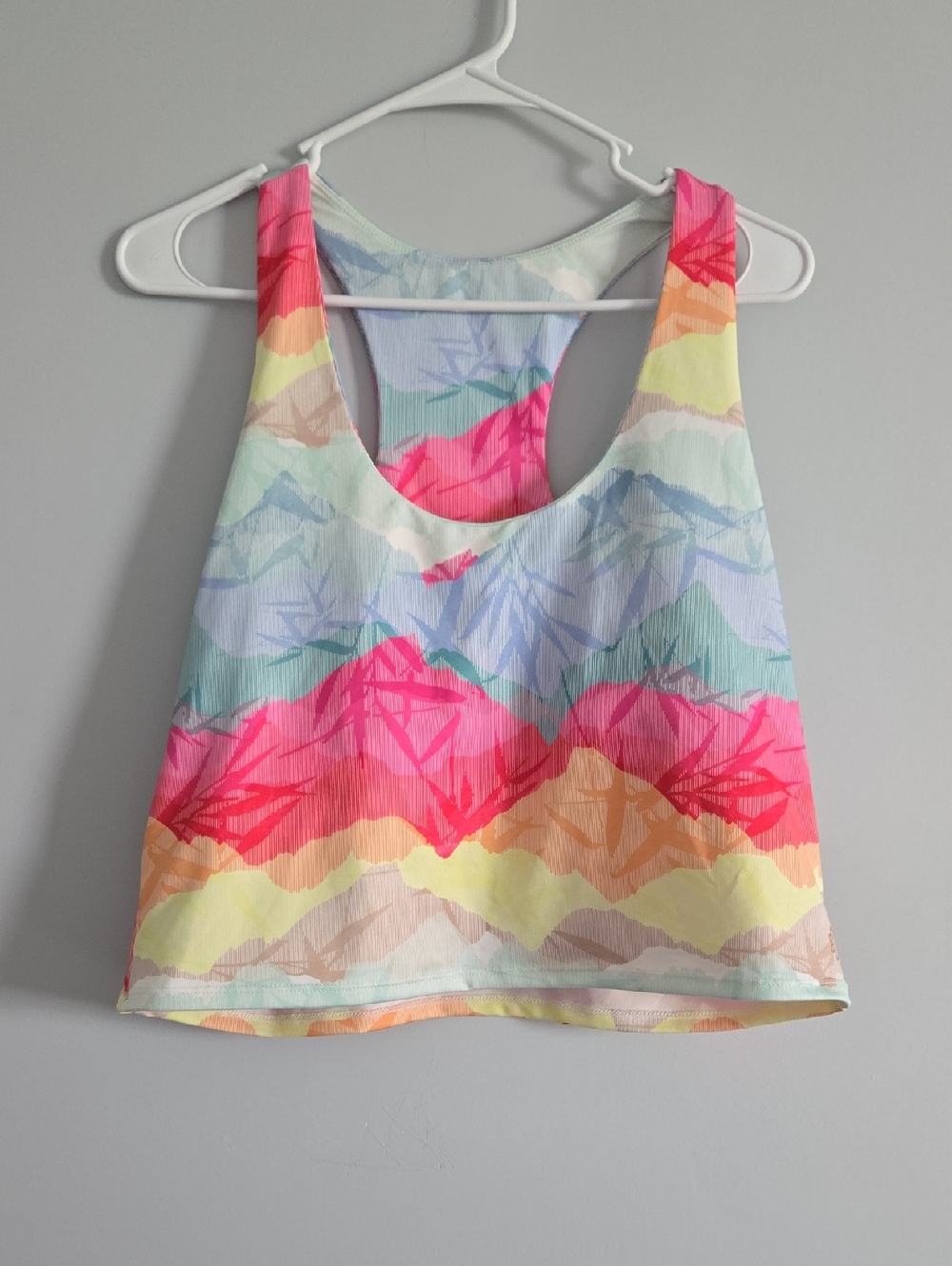 Pro Player Pastel Rainbow Racerback Tank / Sports Bra with Neon Pink Accents 2X